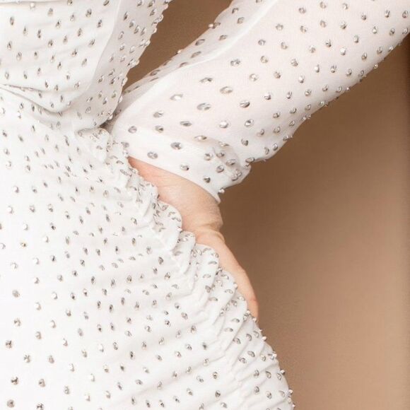 Translucent silver rhinestone plus size midi dress - Picture 3 of 5